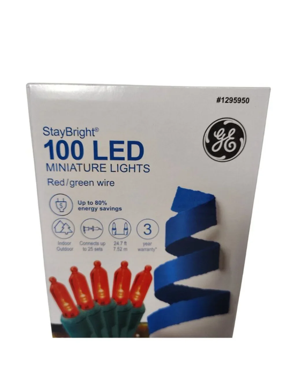 GE StayBright 100 LED Miniature Lights Red/Green Wire Indoor/Outdoor 24.7 Ft